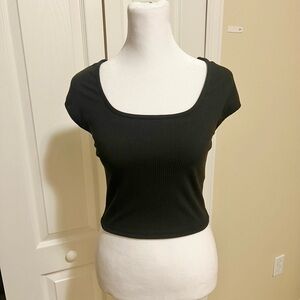 Altar'd State Black Ribbed Crop Top
